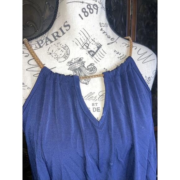 City Halo Navy Blue tank Top With Chain Strap Women's Size L - Picture 6 of 7